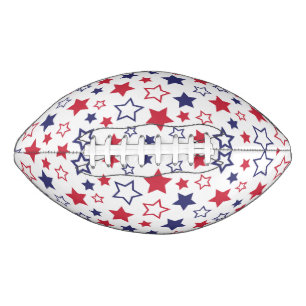 Red and Blue Stars, 4th of July, White Background Football
