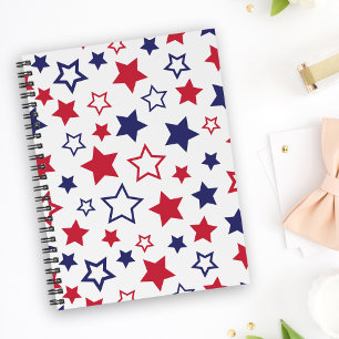 Red and Blue Stars, 4th of July, White Background Planner