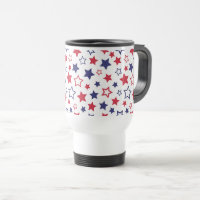 Red and Blue Stars, 4th of July, White Background