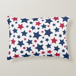 Red and Blue Stars - American flag pattern Decorative Cushion