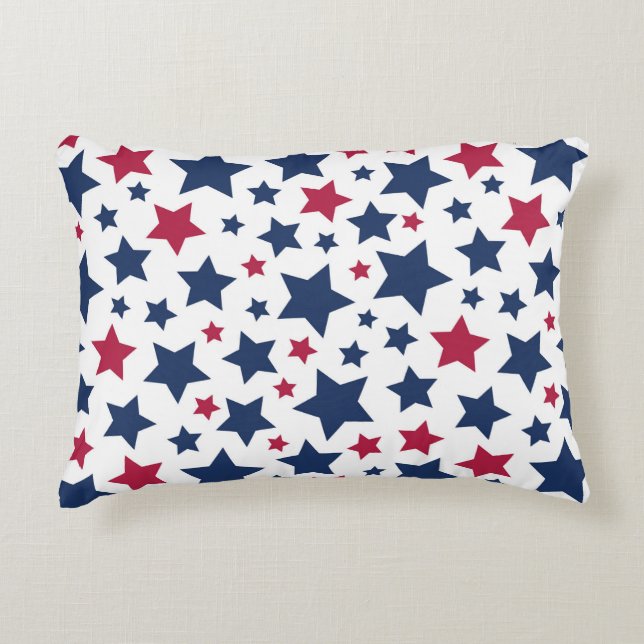 Red and Blue Stars - American flag pattern Decorative Cushion (Front)