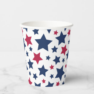 Red and Blue Stars - American flag pattern Paper Cups