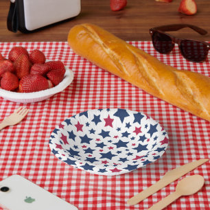 Red and Blue Stars - American flag pattern Paper Plate