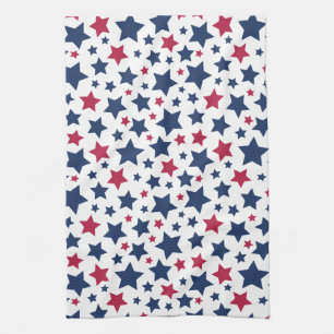 Red and Blue Stars - American flag pattern Tea Towel