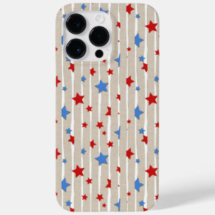 RED AND BLUE STARS AND GRAY AND WHITE STRIPES Case-Mate iPhone 14 PRO MAX CASE