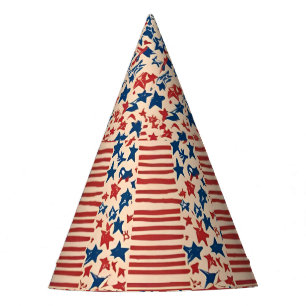 Red and Blue Stars and Stripes 4th of July Party Hat