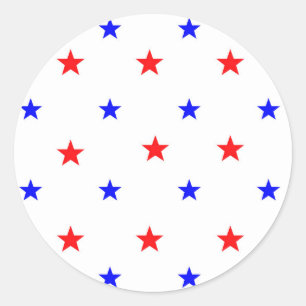 Red and Blue Stars - Starry Sky Pattern Classic Round Sticker