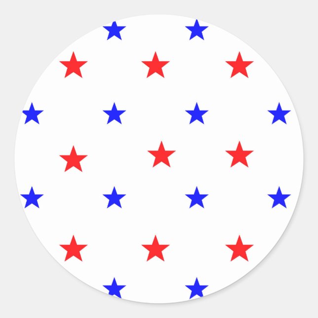 Red and Blue Stars - Starry Sky Pattern Classic Round Sticker (Front)