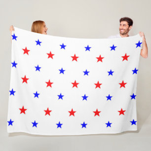 Red and Blue Stars - Starry Sky Pattern Fleece Blanket