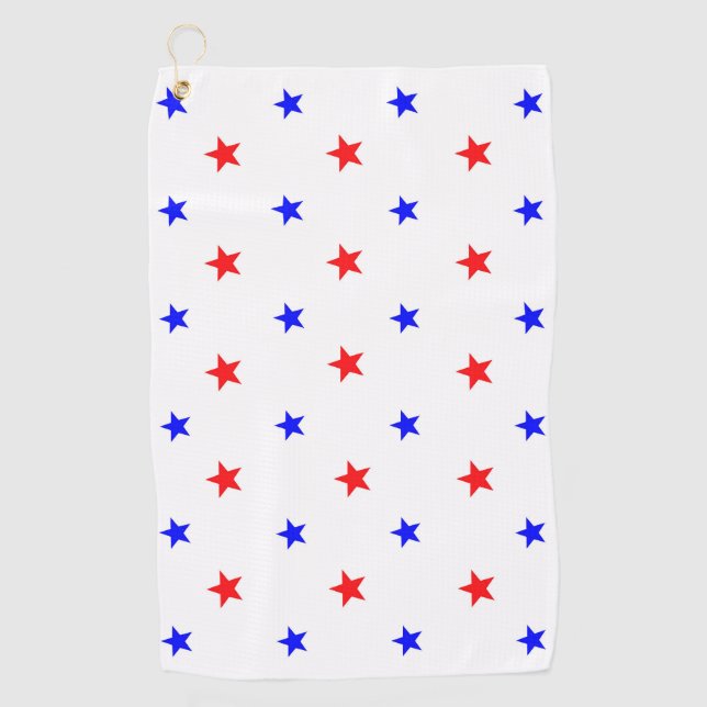 Red and Blue Stars - Starry Sky Pattern Golf Towel (Front)