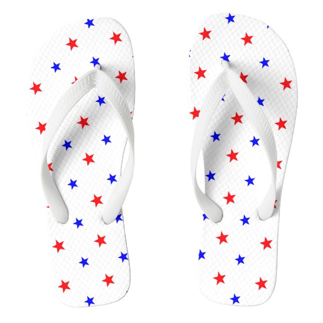 Red and Blue Stars - Starry Sky Pattern Jandals (Footbed)