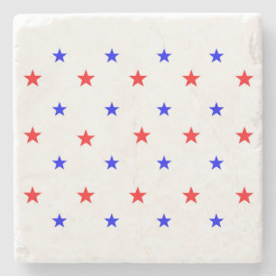 Red and Blue Stars - Starry Sky Pattern Stone Coaster