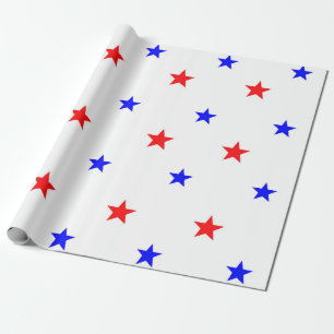 Red and Blue Stars - Starry Sky Pattern Wrapping Paper