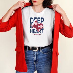 Red and Blue State Cutout Deep in the Heart T-Shirt