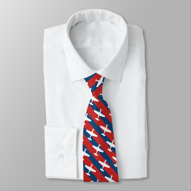 Red and Blue Striped P-51 Pattern Tie (Tied)