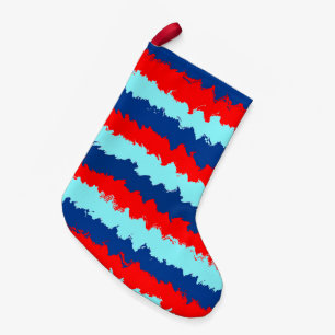 Red and Blue Striped Pattern Small Christmas Stocking