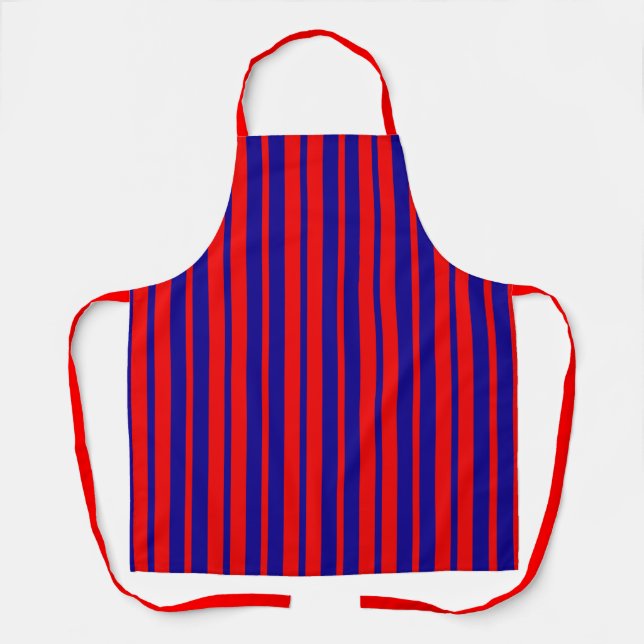 Red and Blue Stripes Design  Apron (Front)