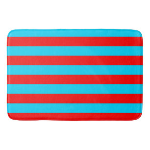 Red and Blue Stripes Design Bath Mat