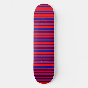Red and Blue Stripes Design Skateboard