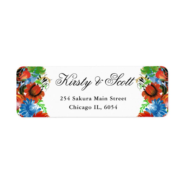 Red  and Blue Summer Flowers address (Front)