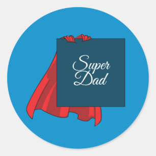 Red and Blue Super Dad Father's Day Classic Round Sticker