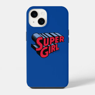 Red and Blue Supergirl Stacked Name Logo iPhone 14 Case