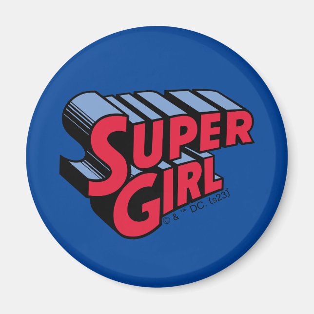 Red and Blue Supergirl Stacked Name Logo Magnet (Front)