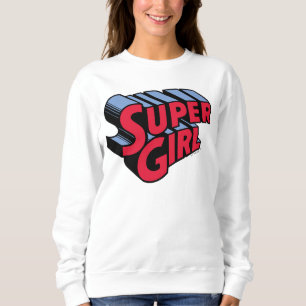 Red and Blue Supergirl Stacked Name Logo Sweatshirt
