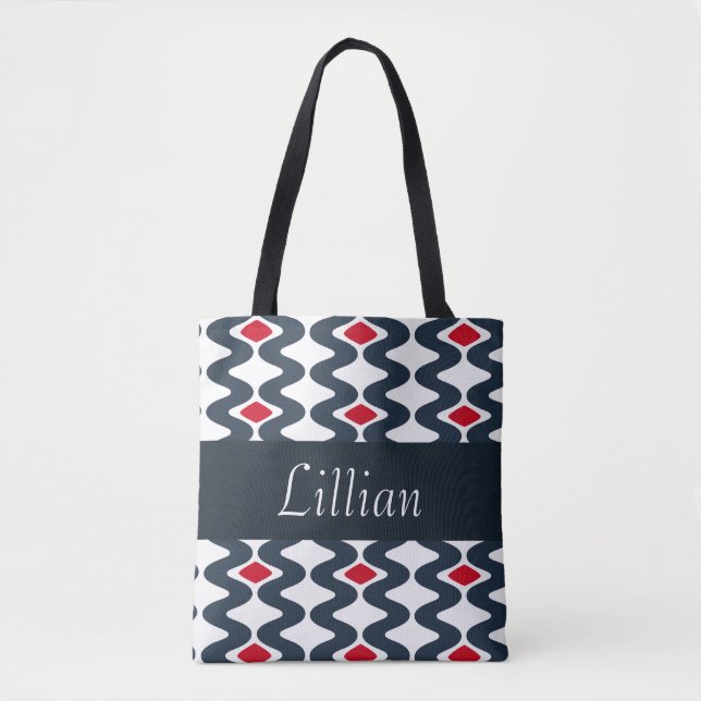 Red and Blue Swirl Tote Bag (Front)