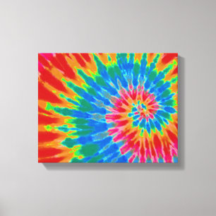 Red and Blue Tie Dye 14"x11" Art Canvas Print