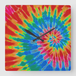 Red and Blue Tie Dye Clock