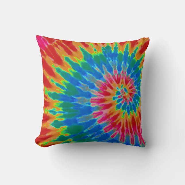 Red and Blue Tie Dye Pillow (Front)