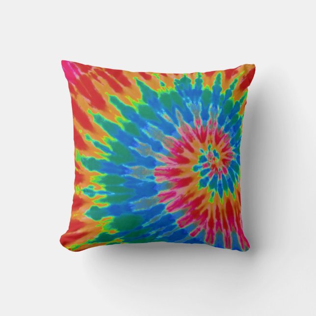 Red and Blue Tie Dye Pillow (Front)