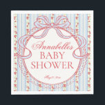 Red and Blue Vintage Fancy Floral Baby Shower Napkin<br><div class="desc">A charming blend of vintage elegance and playful femininity, this party decor collection features soft preppy florals paired with delicate coquette bows. Designed to feel timeless yet fresh, each piece brings a sweet, polished touch to your celebration. ★ Let me help you plan your next party! ★ If you need...</div>