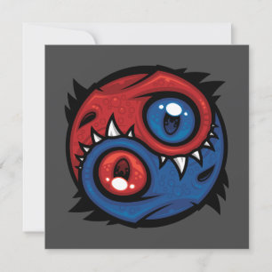 Red and Blue Yin Yang Dragons Card