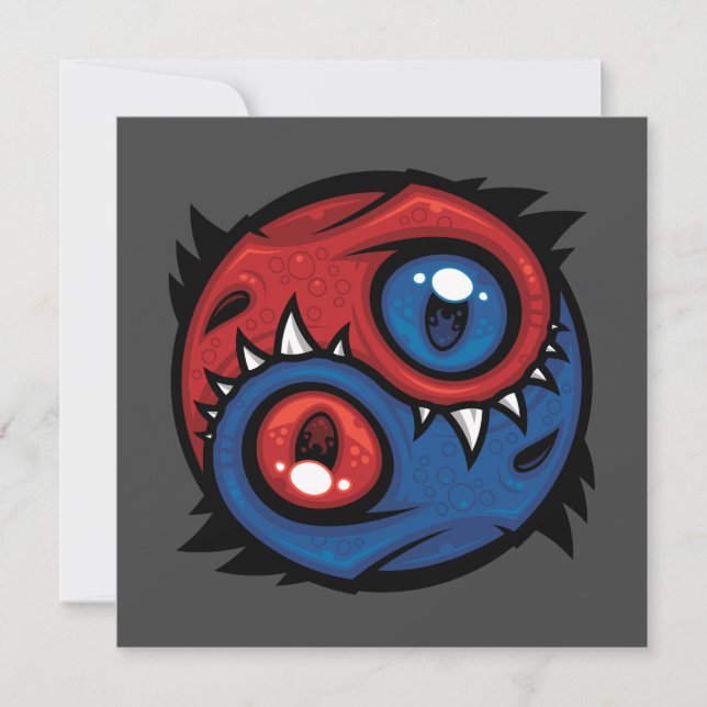 Red and Blue Yin Yang Dragons Card (Front)