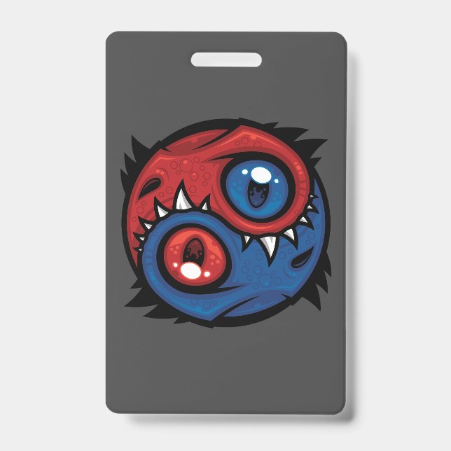 Red and Blue Yin Yang Dragons ID Badge (Front)