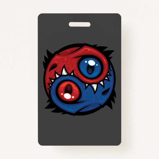 Red and Blue Yin Yang Dragons ID Badge (Front)