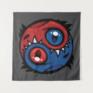 Red and Blue Yin Yang Dragons Tapestry