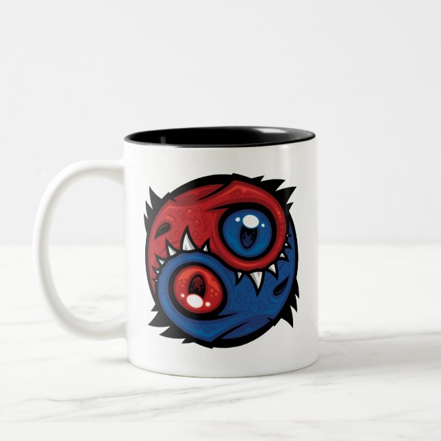 Red and Blue Yin Yang Dragons Two-Tone Coffee Mug (Left)
