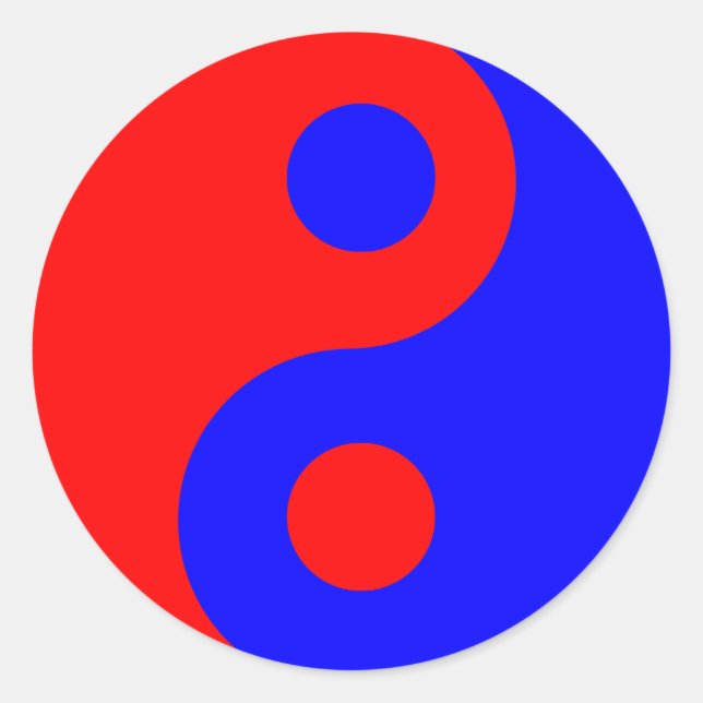 Red and Blue Yin Yang Symbol Classic Round Sticker (Front)