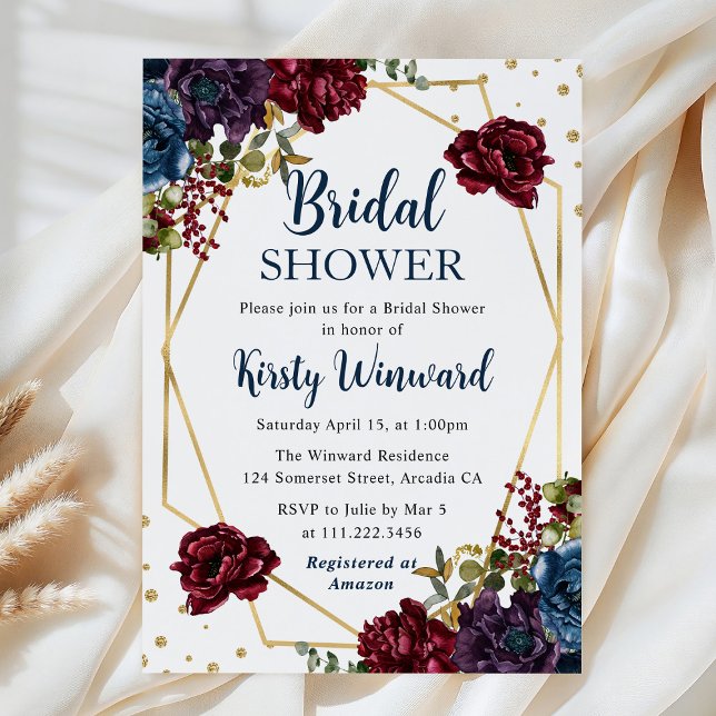 Red and BlueFlowers Frame Bridal Shower Invitation (Creator Uploaded)