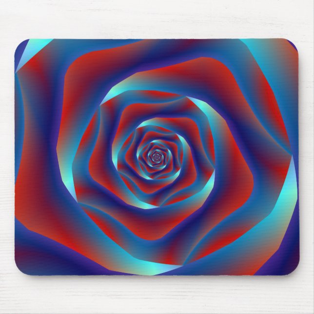 Red and Blues Spiral Rose Mousepad (Front)