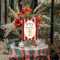 Red and Blush Striped “Drinks Menu” Wedding