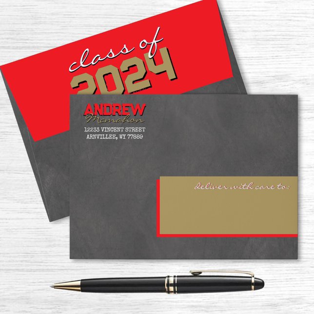 Red and Bronze Graduation Chalkboard Envelopes (Creator Uploaded)