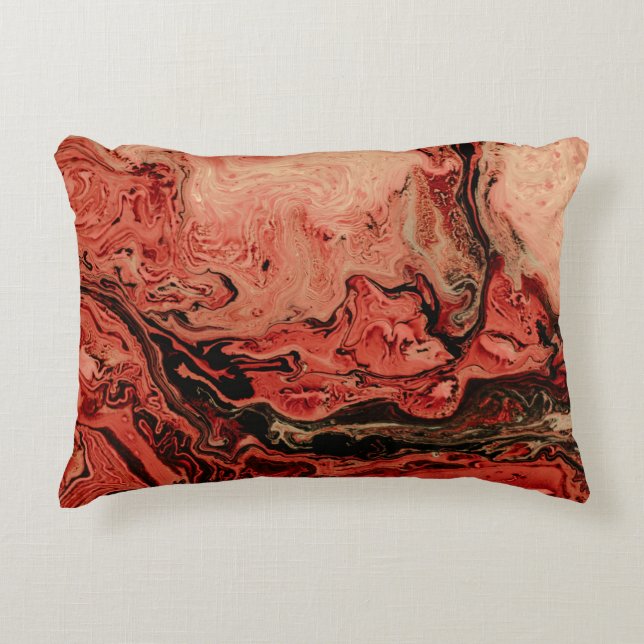 Red and brown abstract art decorative cushion (Front)