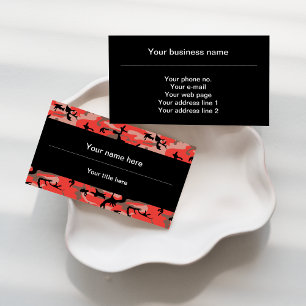 Red and Brown Camo, Camouflage, Military, Army Business Card