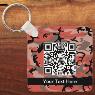Red and Brown Camo, Camouflage, Military, Army Key Ring