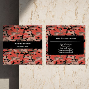 Red and Brown Camo, Camouflage, Military, Army Square Business Card