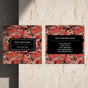 Red and Brown Camo, Camouflage, Military, Army Square Business Card